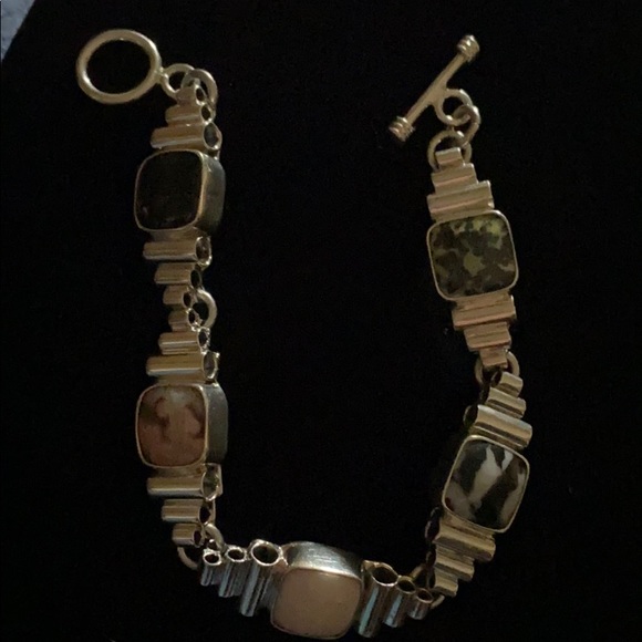 Genuine Stone Sterling Silver Bracelet - Picture 2 of 4